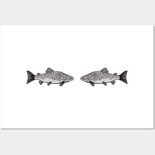 Brown Trout in Love - cute and fun fish design - light colors Posters and Art